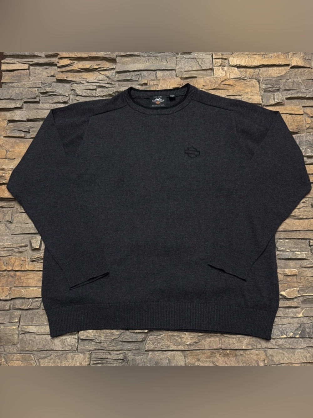 Harley Davidson Crewneck Sweatshirt Men XL Gray Black Pullover Motorcycle Riding